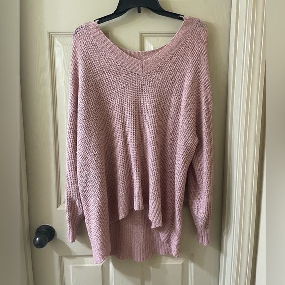 American Eagle Pink Oversized Waffle Knit Sweater ✨ - Picture 3 of 5